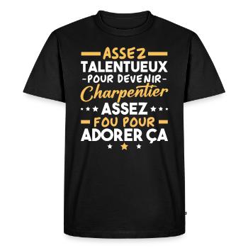 Assez doué pour devenir charpentier - T-shirt Premium bio Homme - noir - Devant - Nico (187cm)