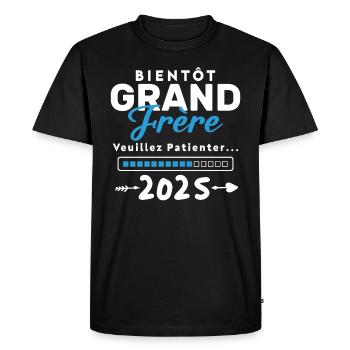 Bientôt Grand Frère 2025 - T-shirt Premium bio Homme - noir - Devant - Nico (187cm)