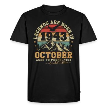 October 1943 vintage retro anniversary 1943 - Men's Premium Organic T-Shirt - black - Front - Nico (187cm)