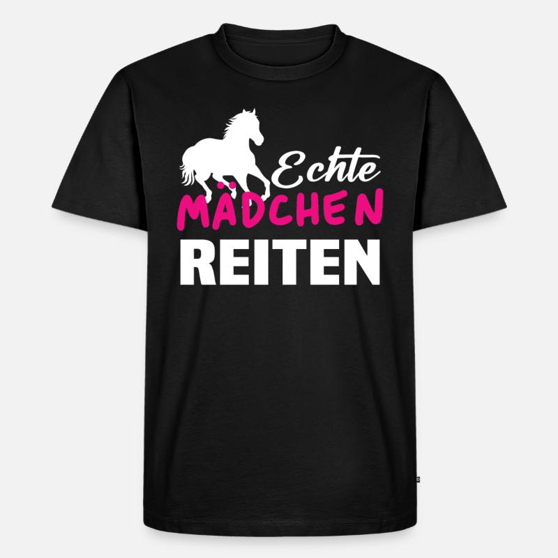 Echte mädchen reiten - Männer Premium Bio T-Shirt - Schwarz