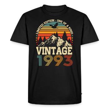 Vintage, 1993, Anniversaire, Vintage, Cadeau rétro - T-shirt Premium bio Homme - noir - Devant - Nico (187cm)