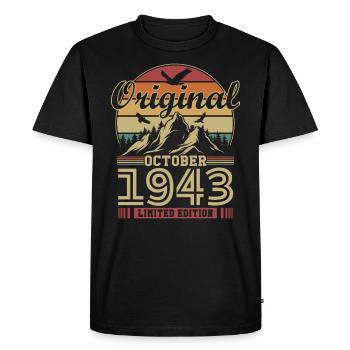 Original October 1943 vintage anniversary 1943 - Men's Premium Organic T-Shirt - black - Front - Nico (187cm)