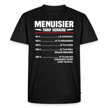 Charpentier Menuisier Humour Cadeau - T-shirt Premium bio Homme - noir - Devant - Nico (187cm)