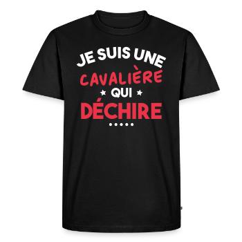 Je suis Une cavalière Qui déchire - T-shirt Premium bio Homme - noir - Devant - Nico (187cm)