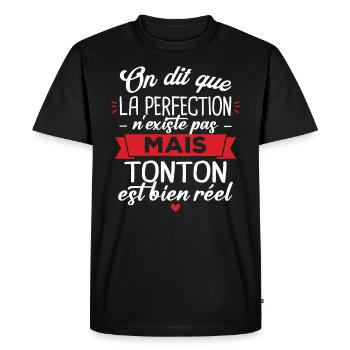Tonton parfait, Cadeau humour tonton - T-shirt Premium bio Homme - noir - Devant - Nico (187cm)