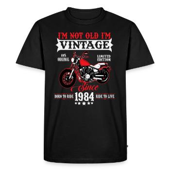 1984 Vintage Anniversaire Moto Vintage - T-shirt Premium bio Homme - noir - Devant - Nico (187cm)