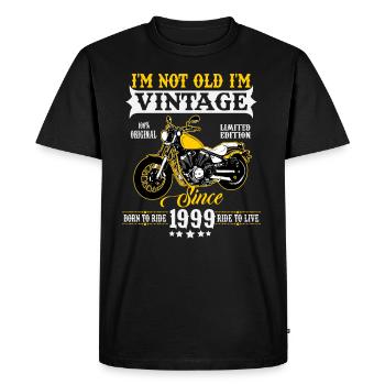 1999 Vintage Anniversaire Vintage Moto - T-shirt Premium bio Homme - noir - Devant - Nico (187cm)