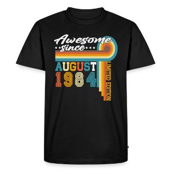Vintage August 1984 Jahrgang Retro Geburtstag - Männer Premium Bio T-Shirt - Schwarz - Vorne - Nico (187cm)