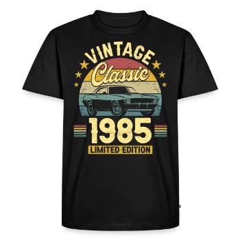 Voiture Année Millésime 1985 40 Ans Anniversaire - T-shirt Premium bio Homme - noir - Devant - Nico (187cm)