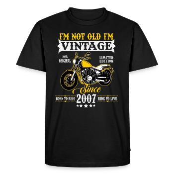 Millésime 2007 né moto motard - T-shirt Premium bio Homme - noir - Devant - Nico (187cm)