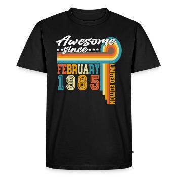 Février 1985 Vintage Né Anniversaire Rétro - T-shirt Premium bio Homme - noir - Devant - Nico (187cm)