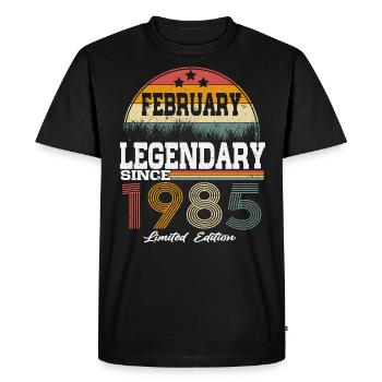Des légendes sont nées en février 1985 - T-shirt Premium bio Homme - noir - Devant - Nico (187cm)