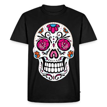 Jour de crâne en sucre du crâne mort - T-shirt Premium bio Homme - noir - Devant - Nico (187cm)