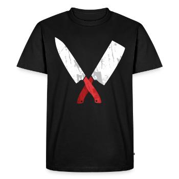 Couteau de chef croisé - T-shirt Premium bio Homme - noir - Devant - Nico (187cm)