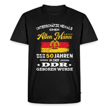 Anniversaire 50 ans GDR Né Vieil homme - T-shirt Premium bio Homme - noir - Devant - Nico (187cm)