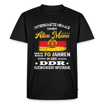 Anniversaire 70 ans RDA Né Vieil homme - T-shirt Premium bio Homme - noir - Devant - Nico (187cm)