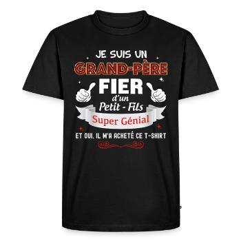 Papy Fier Et Petit-Fils Cadeau Humour Famille - T-shirt Premium bio Homme - noir - Devant - Nico (187cm)
