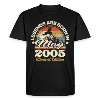 18 years old - legends are born in mai 2005 - Men's Premium Organic T-Shirt - black - Front - Nico (187cm)