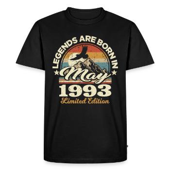 95 years old - legends are born in mai 1993 - Men's Premium Organic T-Shirt - black - Front - Nico (187cm)