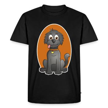 Illustration joyeuse d’un chien dans le style de dessin animé - T-shirt Premium bio Homme - noir - Devant - Nico (187cm)