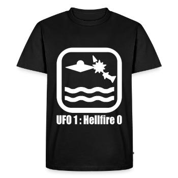 UFO Rocket White 1:0 Meme T-Shirt - Men's Premium Organic T-Shirt - black - Front - Nico (187cm)