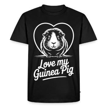 Amour Cochon d’Inde Motif Coeur - T-shirt Premium bio Homme - noir - Devant - Nico (187cm)