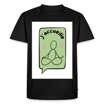 I welcome ochre - Men's Premium Organic T-Shirt - black - Front - Nico (187cm)