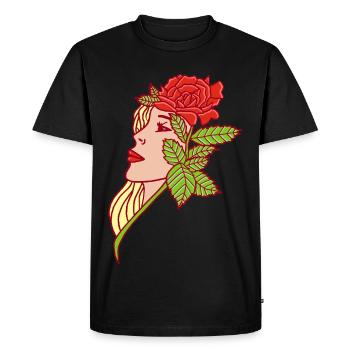 La jeune femme et la rose - T-shirt Premium bio Homme - noir - Devant - Nico (187cm)
