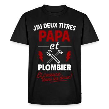 Dad and Plumber Christmas Father's Day Gift Idea - Men's Premium Organic T-Shirt - black - Front - Nico (187cm)