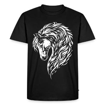 Tribal Horse with Flaming Mane – Mystic Art - Men's Premium Organic T-Shirt - black - Front - Nico (187cm)
