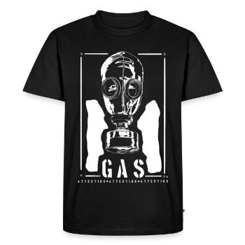 BIRD Gas Mask Industrial Note - Men's Premium Organic T-Shirt - black - Front - Nico (187cm)