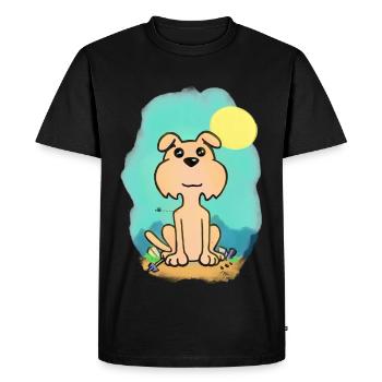 Look drôle de chien de plage en aquarelle - T-shirt Premium bio Homme - noir - Devant - Nico (187cm)