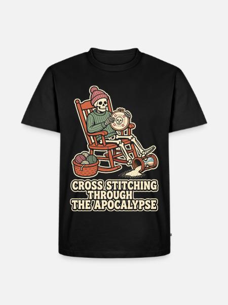 Cross Stitching Through The Apocalypse - Men's Premium Organic T-Shirt - black