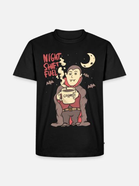 night shift fuell - draculla coffee - Männer Premium Bio T-Shirt - Schwarz