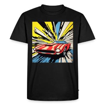 T-Shirt Pop-Art Classic de voiture de course - T-shirt Premium bio Homme - noir - Devant - Nico (187cm)