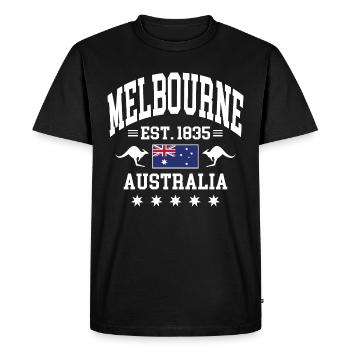 Melbourne - T-shirt Premium bio Homme - noir - Devant - Nico (187cm)