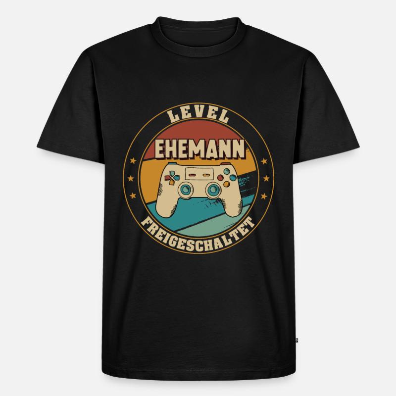 Level Ehemann Freigeschaltet Bräutigam - Männer Premium Bio T-Shirt - Schwarz