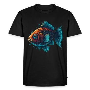 Drôle de poisson - T-shirt Premium bio Homme - noir - Devant - Nico (187cm)