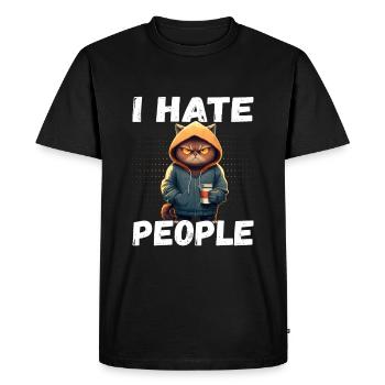 I Hate People - Coffee Cats Introverted - Men's Premium Organic T-Shirt - black - Front - Nico (187cm)