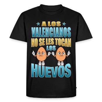 Les Valenciens ne touchent pas à leurs œufs. - T-shirt Premium bio Homme - noir - Devant - Nico (187cm)
