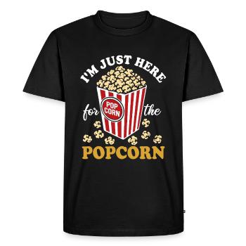 Je suis juste ici pour le pop-corn - croustillant et délicieux - T-shirt Premium bio Homme - noir - Devant - Nico (187cm)