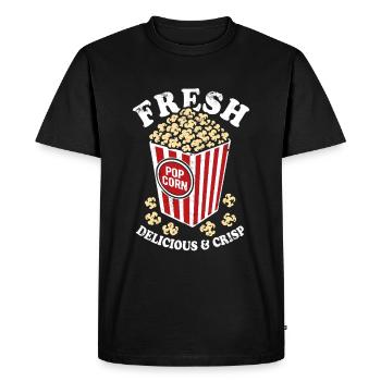 Popcorn frais - croustillant, délicieux - Cadeau - T-shirt Premium bio Homme - noir - Devant - Nico (187cm)