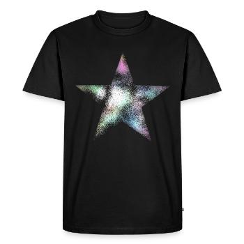 Étoile arc-en-ciel / VINTAGE nacre - T-shirt Premium bio Homme - noir - Devant - Nico (187cm)