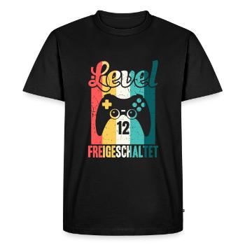 Level twelve unlocked gaming birthday - Men's Premium Organic T-Shirt - black - Front - Nico (187cm)