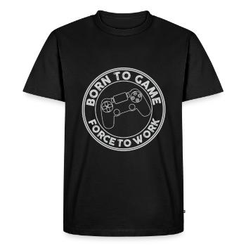 Né pour jouer, forcé de travailler. Gaming - T-shirt Premium bio Homme - noir - Devant - Nico (187cm)