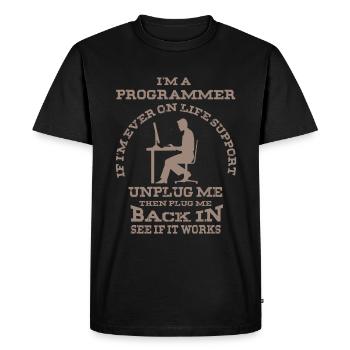 I'm a programmer - funny computer program - Men's Premium Organic T-Shirt - black - Front - Nico (187cm)