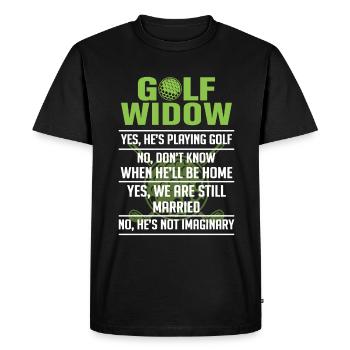 Golf Widow Wife Still Married Golfer - Men's Premium Organic T-Shirt - black - Front - Nico (187cm)