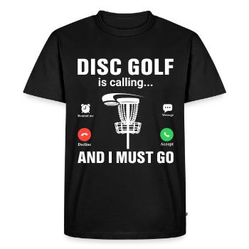 Disc Golf is calling and I have to go - Men's Premium Organic T-Shirt - black - Front - Nico (187cm)
