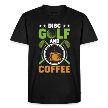 Amateurs de disc golf et de café sportif - T-shirt Premium bio Homme - noir - Devant - Nico (187cm)