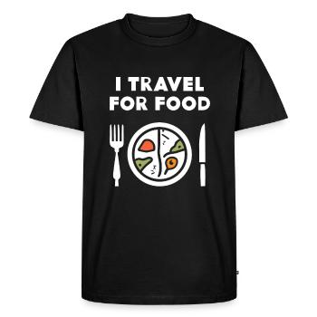 Je voyage pour Food Blogger - T-shirt Premium bio Homme - noir - Devant - Nico (187cm)